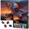 TISHIRON Puzzle divertente da 1000 pezzi, per adulti, relax per tutta la famiglia, drago in mare, al tramonto, come regalo per amici, feste, serate di gioco, 50 cm x 70 cm