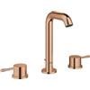 GROHE Essence 20296DA1 - Miscelatore per lavabo a 3 fori con set di scarico a incasso, misura M 193 mm, leva in metallo a doppia leva, disco in ceramica 90°, aeratore a risparmio idrico 5,7 l/min),