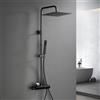 Görbach Colonna Doccia Acciaio Inox con Miscelatore, Colonna Doccia Rubinetto con Asta Doccia Regolabili e Termostatico, Set Doccia a Pioggia con Soffione 30×30 cm Nero