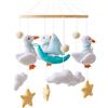 BITOYO Giostrina Culla Neonato in Legno, Baby Campanelli Eolici in Feltro con Anatre Bianche, Nuvole e Stelle Gialle, Decorazione per Cameretta, Regalo per Neonati, Bambini e Bambine