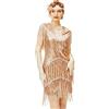 BABEYOND 1920s Flapper Dress Long Fringed Gatsby Sequins Beaded Vintage Art Deco Roaring 20s Rose Gold