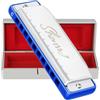East top Armonica Blues Aggiornata in chiave di Do, Organo a Bocca Professionale 10 Fori 20 Toni T009 2.0 Shonrry Armonica Diatonica per Suonatori di Tutti i Livelli, BLU