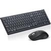 CITLLA M9300 Wireless Keyboard Mouse Combo, 2-in-1 USB Receiver and Two Bluetooth, Multi Device Silent Keyboard for Computer, Laptop, Office, Work (English-UK)