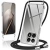 Kilbnom Cover per Xiaomi 15T 5G con Cordino, Trasparente Custodia con Laccio Tracolla Cellulare Girocollo Collana Corda Catena Cinghia, Ultra Morbido Silicone TPU Antiurto Case per Xiaomi 15T 5G, Nero