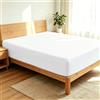 Shunjie.Home Lenzuolo con angoli, per letto matrimoniale, in 100% cotone, 400 fili, 1 lenzuolo con angoli, solo lungo, in puro cotone rasatello, morbido e traspirante, lenzuolo con angoli profondi 40 cm, per casa