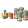 Bolsius Bundle of Bolsius Set regalo di candele rustiche - Nordic Ambiance - confezione da 6 candele + Bolsius Candela rustica a pilastro - verde scuro - 13 x 7 cm - confezione da 4 - lunga durata di 60 ore