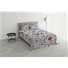 Italian Bed Linen Parure Letto Matrimoniale KIOSA, 100% microfibra made in Italy - Set lenzuolo sopra 250x280 cm + 2 Federe 50x80 cm con patella interna - Stampa Digitale - KIO652