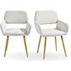 FurnitureR Set di 2 sedie Imbottite, Cucina, Comoda, Schienale, Sedia con braccioli per Sala da Pranzo, Soggiorno, Tessuto Beige, 56X43X80CM, 2 unità