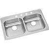 Elkay GE233224 GE233224-Lavello da cucina in acciaio INOX, diametro 22 cm, con 4 fori per rubinetto, Raso, 33 x 22 x 5.5