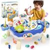 Jiakora Gioco di Pesca Magnetico con Musica, Gioco di Pesca Elettrico Rotante a Filare per 1~4 Giocatori, 24 Pesci e 8 Canne da Pesca, Giocattoli Educativi per Bambini Regalo per Ragazzi e Ragazze