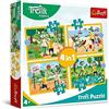 Trefl - The Treflik Family, La Famiglia Treflik in Vacanza - Puzzle 4in1, 4 Puzzle, da 35 a 70 Pezzi - Puzzle Colorati con i Personaggi della Fiaba La Famiglia Treflik, Diversi Livelli di Difficoltà