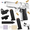 Ycaaeo Pistola Giocattolo Bambini, Pistola Giocattolo a Proiettile Morbido, Armi Giocattolo, Pistola per Bambini, Blaster in Schiuma, Pistola Giocattolo Realistica, con Proiettile Morbido (Argento)