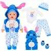 YAEGIMHT 5 vestiti per bambole da 43 cm, vestiti per bambole da 35-43 cm, blu per bambini da 35 a 43 cm, con giacca per cani, maglietta, pantaloni, cappello, calze, regalo per ragazze e ragazzi