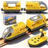Starvortex Set Treno Elettrico per Bambini, Locomotiva ad Azione a Batteria, Telecomandato Auto Giocattolo da Pista, Compatibile con Brio Thomas Railway, Set Treno Scatola Regalo per Doni Natalizi (Giallo)