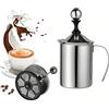 LATRAT Montalatte manuale, 800 ml, schiumalatte manuale, in acciaio inox, produttore di schiume per caffè, Double Mesh Coffee Cappuccino Foamer Creamer