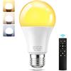 SCNNC A60 Lampadina LED E27 con Telecomando 9W Dimmerabile 3 Temperature di Colore 3000K-6500K, Lampadine LED E27 con Timer e Memoria Funzioni, 1 Telecomando e 1 Lampadina