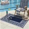 PureCozy Tappeto da Esterno Antipioggia 120x180cm, Impermeabili Eeversibili Lavabili, Antiscivolo, Anti-UV, Tappeto per Terrazze,Giardini,Camper,Picnic,Balcone,Blu & Bianco