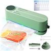 GOEDCH Macchina sottovuoto 3 in 1 con batteria da 1200 mAh: saldatrice portatile, sigillatrice sottovuoto singola, fino a 60 sigilli per carica (60 KPA, verde chiaro)