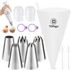 Nifogo Beccucci Sac a Poche Professionali Extra Grandi 42 Pezzi, 35cm Saccapoche Riutilizzabile in Cotone con 5 Beccucci in Acciaio Inox, Kit Pasticceria per Dolci, Decorare Torte