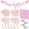 YeahBoom 114PCS Set di Accessori per Candy Bar,Contiene 100 Sacchetti di Caramelle,3 adesivi,6 pinze per zucchero,4 Pale di Caramelle,1 Striscione Candy Bar Banner per caramelle,bar,buffet