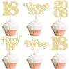 Gyufise 30 topper per cupcake per 18° compleanno, glitterati, vintage, 2008, 18 stecchini per cupcake Hello 18 anni, decorazioni per torte per buon 18° anniversario, forniture per feste, oro