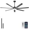 Ohniyou Ventilatore da soffitto da 182 cm con luce, grande ventilatore da soffitto industriale con telecomando/app, 7 pale in alluminio, motore DC silenzioso per terrazze esterne e garage, nero