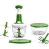 HS PRODUCTS Tritatutto Manuale 2 Contenitori 5 Lame acciaio Frusta - Mini Mixer da Cucina a Pressione Turbo Chopper - Trita Verdure, Frutta, Biscotti e Frutta Secca - Facile e Veloce Senza Elettricità