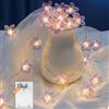 Afaiup Catena di luci a LED a forma di giglio, 2 m, con 20 micro LED, luce bianca calda, per interni, funzionamento a batteria con timer, ghirlanda di fiori per decorazione della stanza, primavera