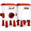 MGidea KIT MANGIATOIA ABBEVERATOIO GALLINE DISPENSER AUTOMATICO SISTEMA DISTRIBUTORE ACQUA MANGIME POLLAIO REGOLABILE GIARDINO PULCINI (8 Kg + 7 Lt)