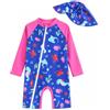 JiAmy Costume da bagno per bambini piccoli e neonati maschi, abbigliamento UV per bambini, protezione, costume da bagno intero, moda mare, abbigliamento da bagno, abbigliamento protettivo con cappello