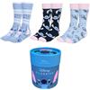 CARTOON Calzini per adulti Stitch Disney 3 paia di calze in misto cotone taglia unica 36-43 in confezione regalo