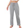 Vlazom Pantaloni del Pigiama Donna Cotone Invernali Pantaloni da Notte Morbido con Tasche e Vita Regolabile，Blu Marino，XXL