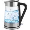 Salter Bollitore in vetro cangiante - 1,7 l, illuminazione a LED da blu a rosso, coperchio a pressione dell'acqua di facile riempimento, filtro anticalcare, senza BPA, 2200 W EK5078SSFVDE