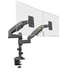 Ergosolid Supporto da tavolo girevole per carichi pesanti con molla a gas per due monitor LCD LED da 17-32 pollici con VESA max. 100 x 100 mm, fino a 2 x 9 kg