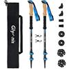 Glymnis Bastoni Trekking Bastoncini da Trekking 3 Sezioni Lunghezza Regolabile 65-135cm in Alluminio 7075 con Sistema di Blocco Rapido e Impugnatura in Sughero per Escursioni Blu