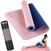 BAKAJI Tappetino Yoga in TPE Ecologioco Doppio Strato Antiscivolo Alta Densità Materassino Tappeto Allenamento Fitness Aerobica Palestra Ginnastica Dimensione 180 x 61 cm con Custodia (Verde/Nero)