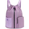 WANDF Borsa con Corda e Compartimento Scarpe, Borsa Sportiva Idrorepellente, Borsa da Palestra con Cordoncino per Donne Uomini Bambini, Zaino Grande Capienza per Sport Nuoto Viaggi Scuola (Viola)