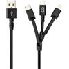 Epico Cavo intrecciato Epico 3in1 (USB-C, MicroUSB e Lightning a USB-A) - Nero
