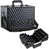 Joligrace Valigetta trucco professionale con specchio organizer astuccio trucco portagioie organizer donna valigetta per manicure valigetta parrucchiere scatola trucco cosmetici da viaggio, Nero, elegante