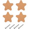 sourcing map 4 pomelli in legno a forma di stella, con foro singolo, con viti, per mobili della cameretta dei bambini, armadi, porte, cassettiere