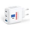 DCHK HARIBO Caricatore USB-C 65W GaN a 3 Porte, Ricarica Rapida PD PPS, Alimentatore USB-C Compatto per MacBook Pro Air, per iPhone 17 16 15, Galaxy S25 S24, per iPad Pro, Laptop, Regalo, Blu