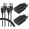 KAIMENGLONG 2-Pack USB Charger, Fast Charger Power Bank con cavo USB C per Samsung Galaxy S22, S21, S20 FE, S10e, S10, S9, S8 Plus, A13 A53 A52 A51 A71 A32 A42 5G, Huawei, Sostituzione Caricatore Rapido Originale