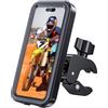 WACCET Porta Cellulare Moto Impermeabile [1S Smontaggio Rapido] Supporto Telefono Bicicletta con Touch Screen 360° Rotazione Manubrio Porta Telefono Scooter per Smartphone da 4,7 a 6,9