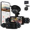 Fuluku Dash Cam Auto 360 Gradi 4 Canali 1080P, Schermo 3 Pollici | Dash Cam Tutto Intorno con WiFi/64GB/G-Sensor/Telecamera Posteriore/Visione Notturna/Registrazione in Loop