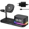 BKELHS 45W for Apple MagSafe Charger Stand 5 in 1, Qi2.2 25W Magnetic Wireless Charger Fast Charging Station, Alarm Clock Speaker Night Light, Charging Dock for iPhone 17 16, 5W Apple Watch 11 Ultra