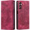 CASEONJAN Cover per Samsung Galaxy S24, Pelle PU Custodia a portafoglio con scomparti per Slot Schede, Antiurto Flip Caso Cover per Samsung S24 (Vintage Rosso)