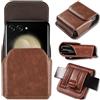 NINKI - Custodia in pelle per Samsung Galaxy Z Flip 8/7/6/5 e Motorola Razr 2026/2025/2024/Ultra, custodia con clip per cintura a mani libere, colore marrone