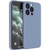Mixroom - Cover Custodia Case per iPhone 15 PRO Protezione Copre Fotocamera in Silicone TPU Opaco con Bordi Piatti Colore Blu Acciaio