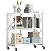 WMLBK Carrello da portata pieghevole, da cucina su ruote, per microonde, da cucina, da bagno, con 3 livelli, per cucina e ufficio, carrello in metallo (bianco)
