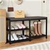 ZHOOGE Scarpiera per ingresso e scarpiera con cuscino, stabile organizzatore per scarpe, per ingresso, soggiorno, sedile, fino a 300 lb, (35 x 12 x 17, L x W x H)
